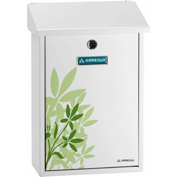 arregui premium e5608 cassetta postale individuale in acciaio con serigrafia decorativa blossom, dimensione m (din a4 e riviste), bianco