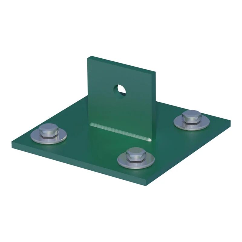 ferro bulloni supporto per palo  per saetta in acciaio da avvitare verde l 100x h 4.3 cm