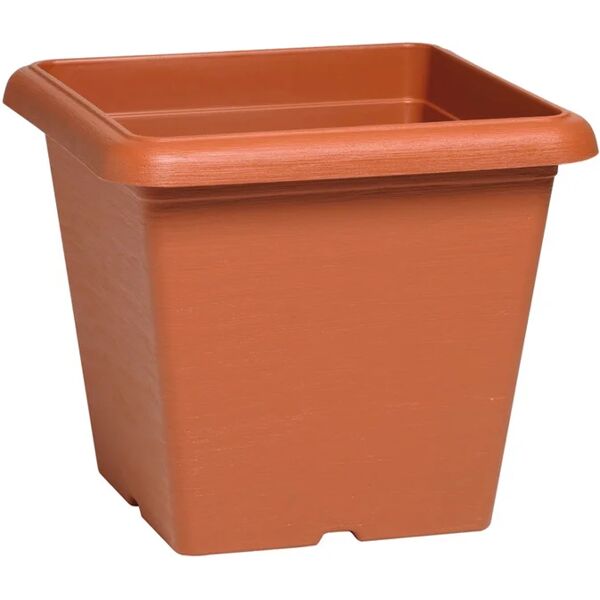 plastecnic vaso per piante e fiori quadro terrae  in polipropilene terracotta h 21 cm l 25 x p 25 cm