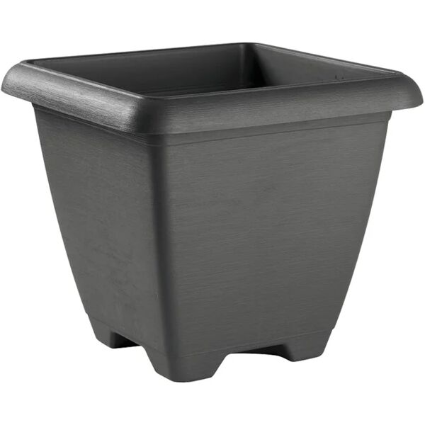 plastecnic vaso per piante e fiori quadro terrae  in polipropilene grigio h 38.5 cm l 43 x p 43 cm