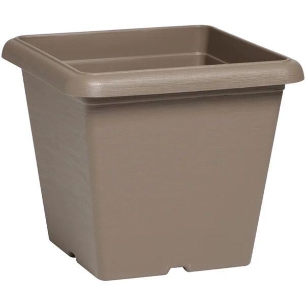 plastecnic vaso per piante e fiori quadro terrae  in polipropilene beige h 21 cm l 25 x p 25 cm