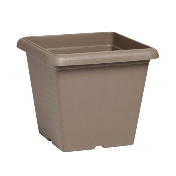 plastecnic vaso per piante e fiori quadro terrae  in polipropilene beige h 31 cm l 35 x p 35 cm