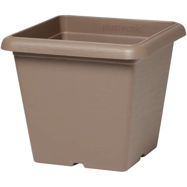 plastecnic vaso per piante e fiori quadro terrae  in polipropilene beige h 16.4 cm l 20 x p 20 cm