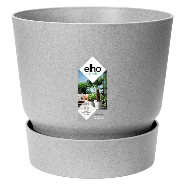 elho vaso e piattino greenville con riserva  in polipropilene grigio h 23.31 x Ø 24.5 cm