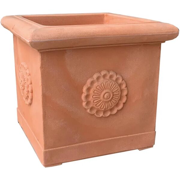 leroy merlin vaso per piante e fiori quadro anticato in terracotta arancione e rame h 36 cm l 41 x p 41 cm