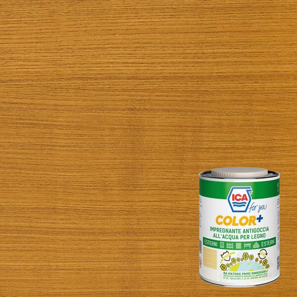 ica for you impregnante per legno da esterno a base acqua  color+ teak semi opaco 2.5 lt, 10 anni di protezione.