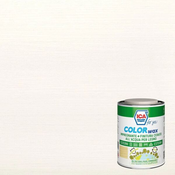 ica for you impregnante per legno da esterno a base acqua  colorwax bianco semi opaco 2.5 lt, 10 anni di protezione.