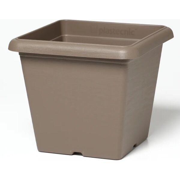 plastecnic vaso per piante e fiori quadro terrae  in polipropilene beige h 40.7 cm l 48 x p 48 cm