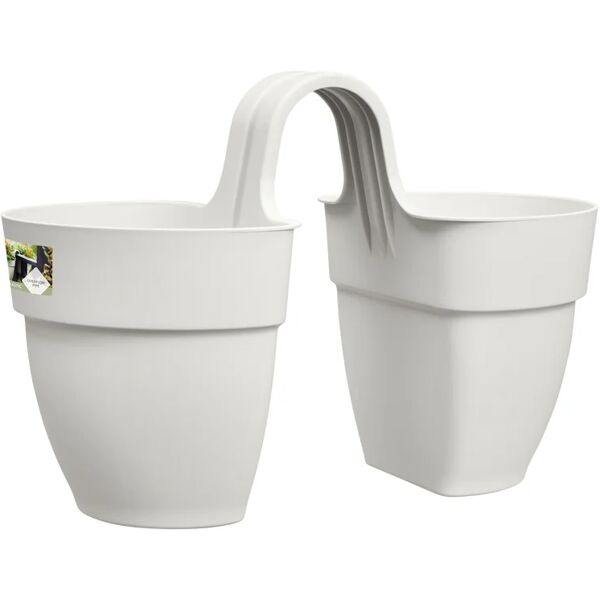 elho vaso con supporto  twin flower in polipropilene h 26.5 cm, l 38.4 x l 20.5 cm