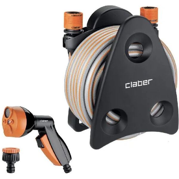 claber 2494h2540 avvolgitubo irrigazione mini-set balcony tubo 1/2 mt 10 + raccordi + pistola