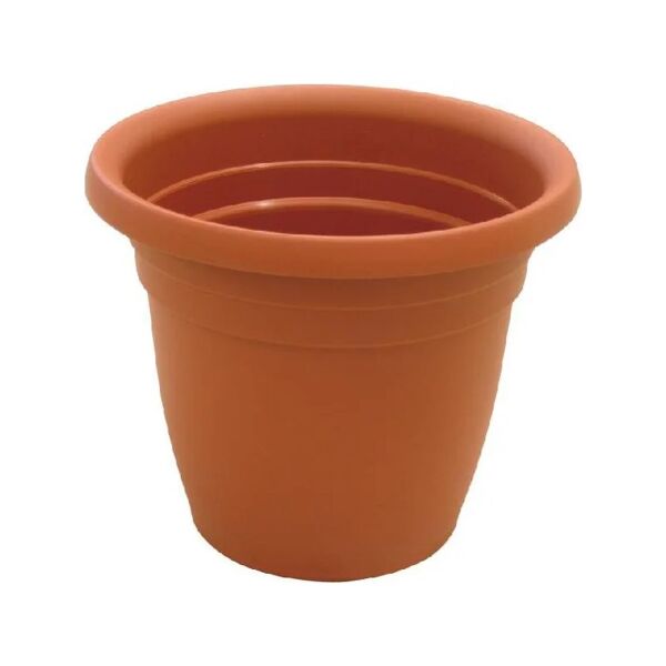 generico i.c.s. r20020 vaso tondo in plastica per piante fiori da esterno giardino Ø cm.20x15 h colore terracotta