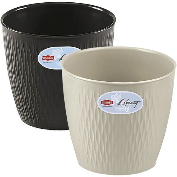 stefanplast vaso tondo 'liberty' ø 30 x h.27 - bianco/travertino