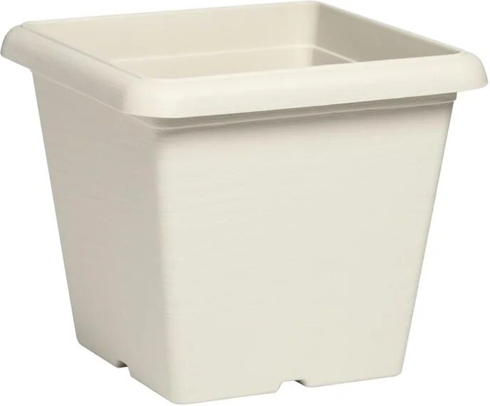 plastecnic vaso per piante e fiori quadro terrae  in polipropilene bianco h 25.5 cm l 30 x p 30 cm