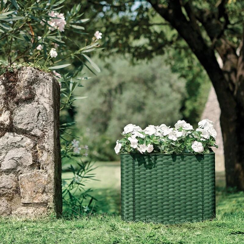 stefanplast cassetta portafiori natural deluxe  in polipropilene verde h 33 x l 43 x p 43 cm