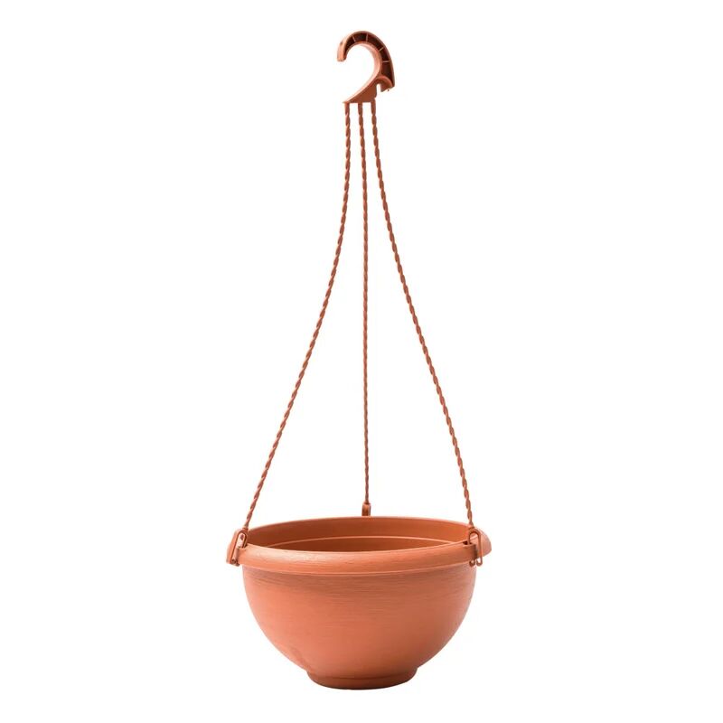 plastecnic vaso con supporto  terrae basket con gancio universale in polipropilene h 14.1 cm,Ø 25 cm