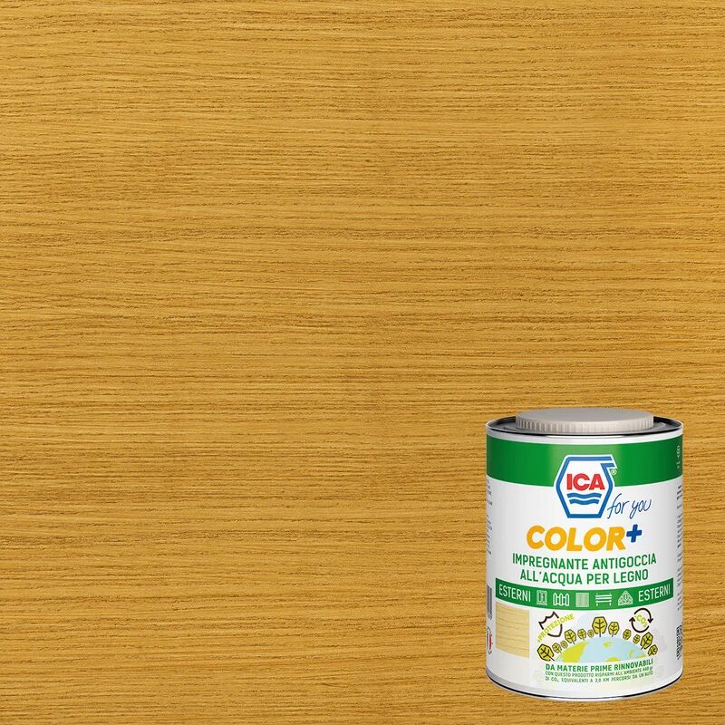 ica for you impregnante per legno da esterno a base acqua  color+ castagno chiaro semi opaco 2.5 lt, 10 anni di protezione.