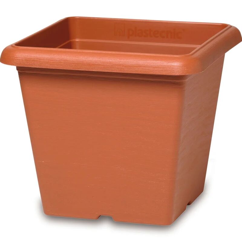 plastecnic vaso per piante e fiori quadro terrae  in polipropilene terracotta h 40.7 cm l 48 x p 48 cm