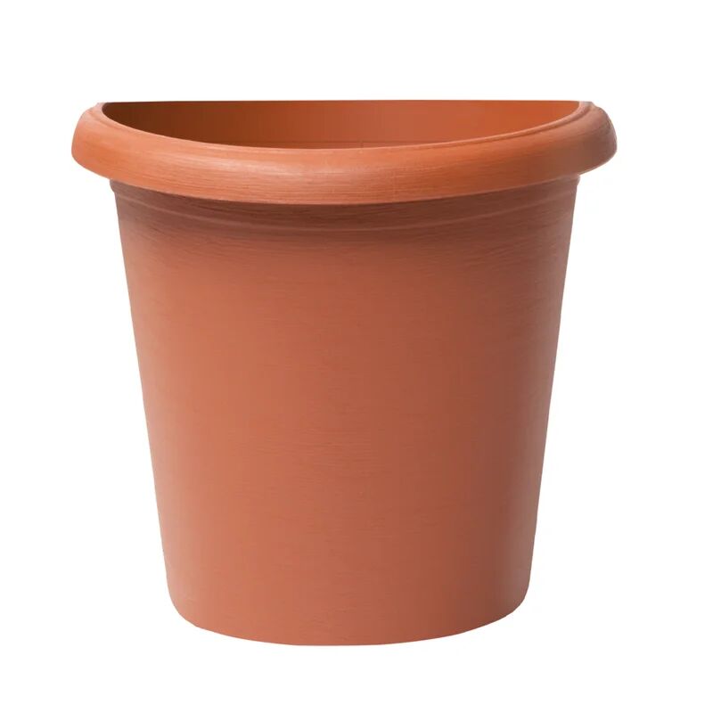 plastecnic vaso per piante e fiori semicerchio terrae  in polipropilene terracotta h 38.5 cm l 43 x p 24.7 cm