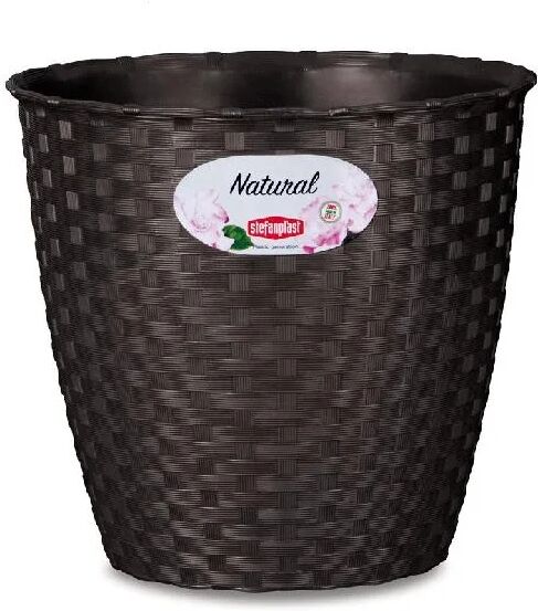 stefanplast 73482 vaso tondo in plastica per piante fiori da esterno giardino Ø cm. 29x26,5 h colore moka - natural - 73482