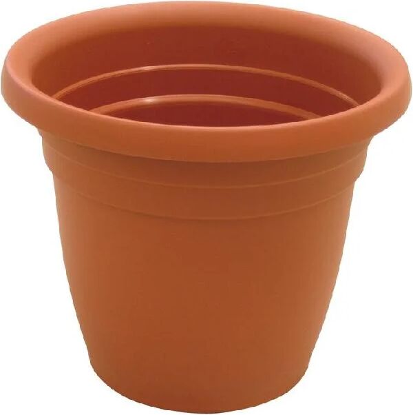 generico i.c.s. r20020 vaso tondo in plastica per piante fiori da esterno giardino Ø cm.20x15 h colore terracotta