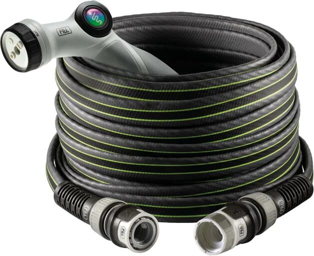 fitt force 5/8 20 m, tubo acqua da giardino per irrigazione, compatto, leggero e resistente per uso intensivo con pistola multigetto, grigio-lime