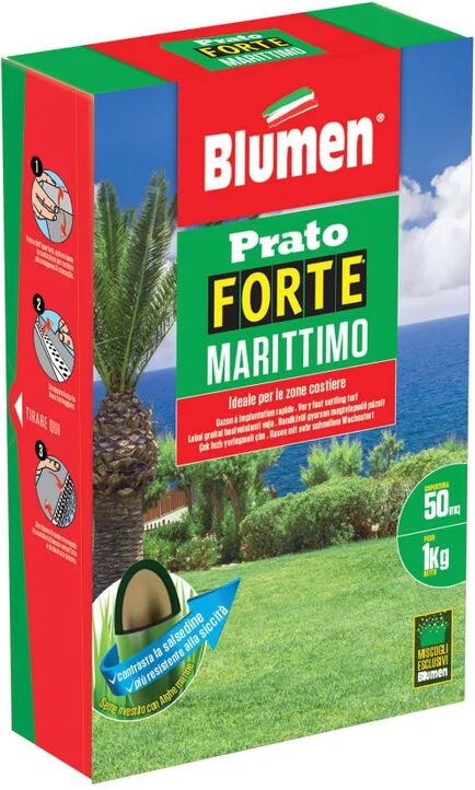 blumen semi di erba per prato - forte marittimo, da 1 kg, fino a 50 mq - ideale per zone costiere