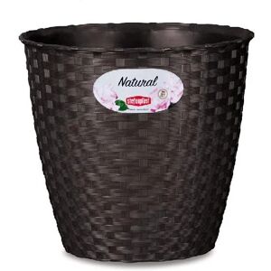 Stefanplast 73452 Vaso Tondo in Plastica per Piante Fiori da Esterno Giardino Ø cm. 14x12,8 h colore Moka - Natural - 73452