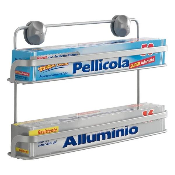 metaltex porta rotoli da cucina 2 mensole eureka alluminio pellicola spezie