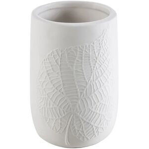 CIPI Bicchiere porta spazzolini da appoggio White Leaves in ceramica Cipì decoro foglia a