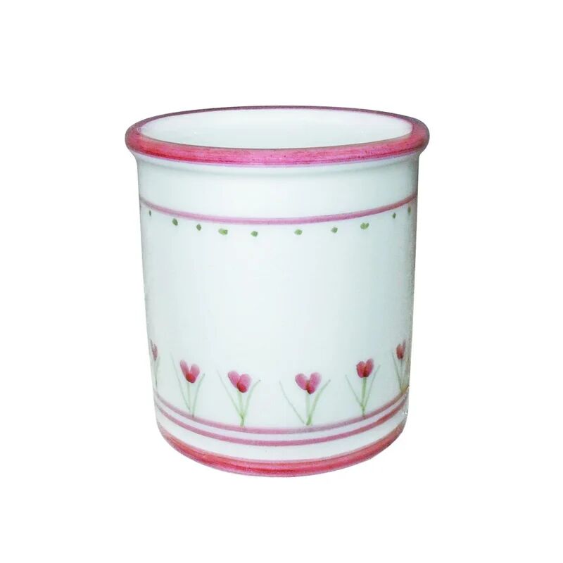 leroy merlin bicchiere porta spazzolini decoro 198/r  l 8.5 x h 9 in ceramica rosa