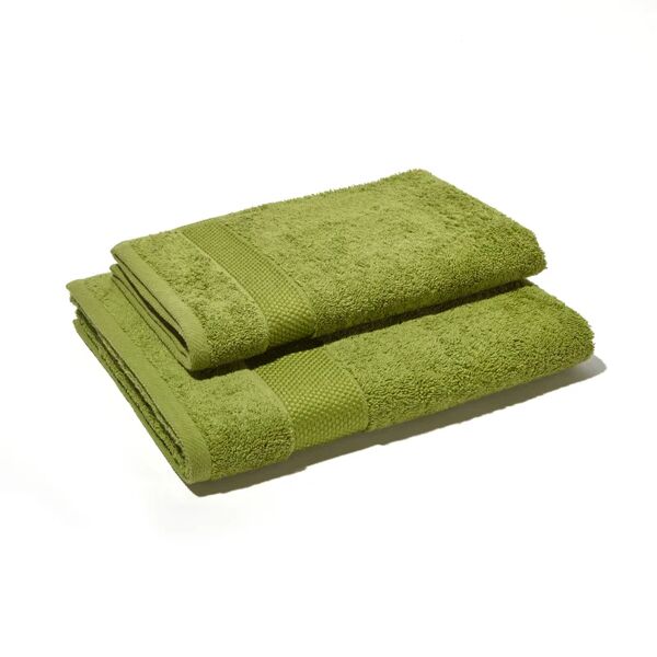 leroy merlin asciugamano cotone 100% verde 34 x 26.5 cm, made in italy, set di 2 pezzi