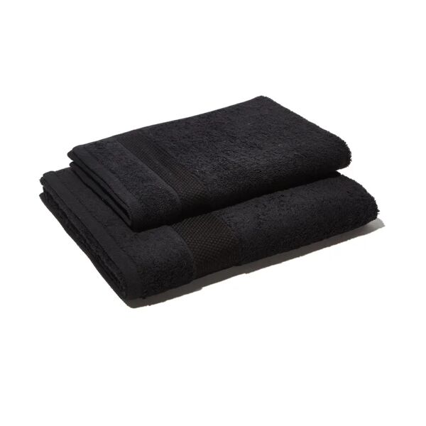 leroy merlin asciugamano cotone 100% nero 34 x 26.5 cm, made in italy, set di 2 pezzi