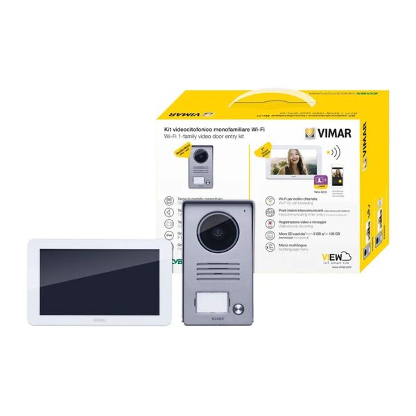 elvox vimar videocitofono wireless connesso  kit video 7in ts wifi 1f alim. din 2 fili