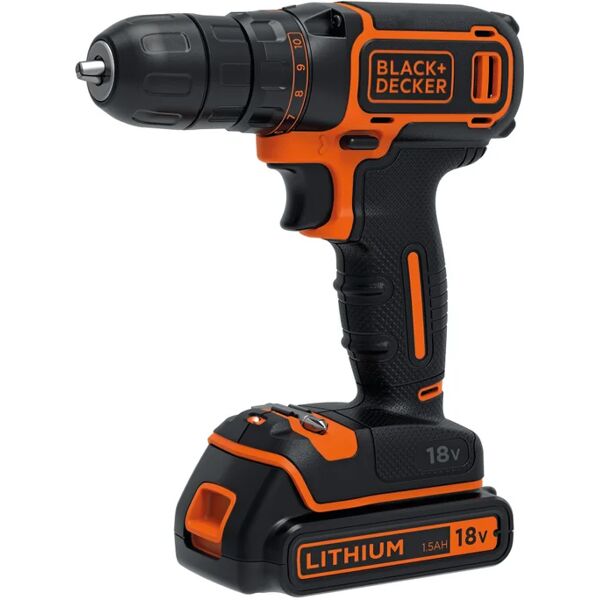 black & decker trapano avvitatore a batteria  bdcdc18k-qw 18 v, 1.5 ah, 1 batteria con valigetta