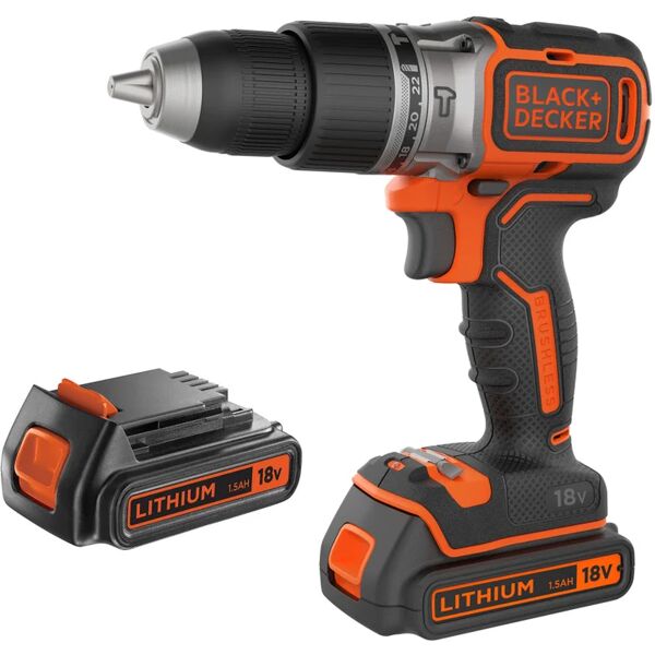 black & decker trapano a percussione a batteria  bl188kb-qw 18 v, 1.5 ah, 2 batterie