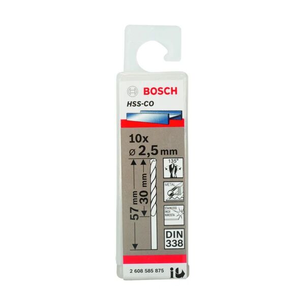 bosch punta per metallo codolo cilindrico  l 57 mm Ø 2.5 mm, 10 pezzi