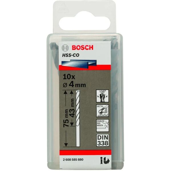 bosch punta per metallo codolo cilindrico  l 75 mm Ø 4 mm, 10 pezzi