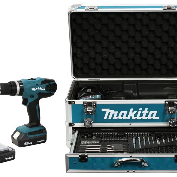 makita trapano avvitatore a batteria  hp457dwex4 18 v, 1.3 ah, 2 batterie con valigetta