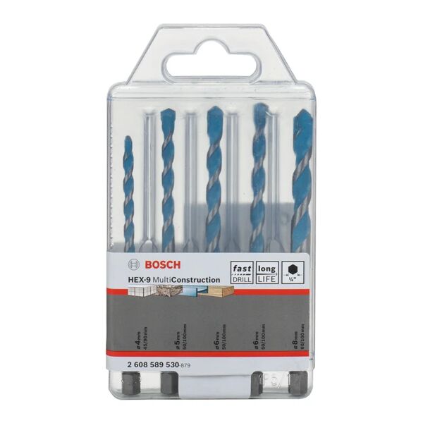 bosch set di punte  codolo esagonale Ø4-8 mm, 5 pezzi