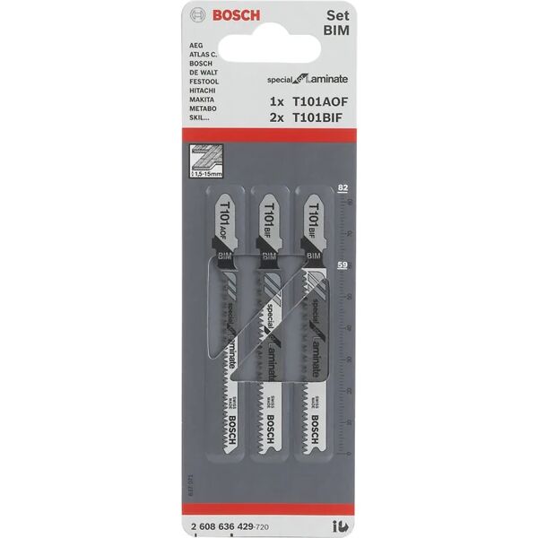 bosch set lame per seghetto alternativo  in acciaio l 83 mm 3 pezzi