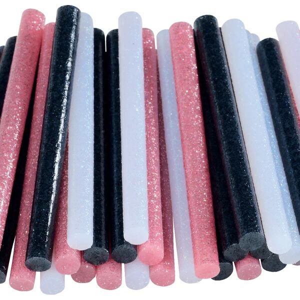 rapid stick di colla a caldo  glitter7 w/b/r glitter bianco, rosa e nero l 90 mm Ø 7 mm 115 g