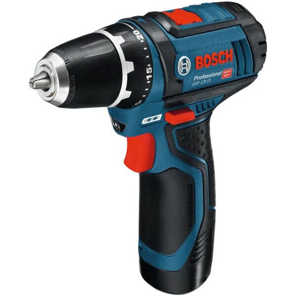 bosch trapano avvitatore  gsr 12v-15 12 v, 2 ah, 2 batterie con valigetta