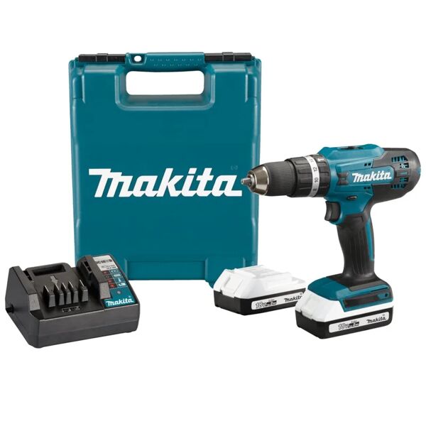 makita trapano avvitatore a batteria  hp488d006 18 v, 2 ah, 2 batterie con valigetta