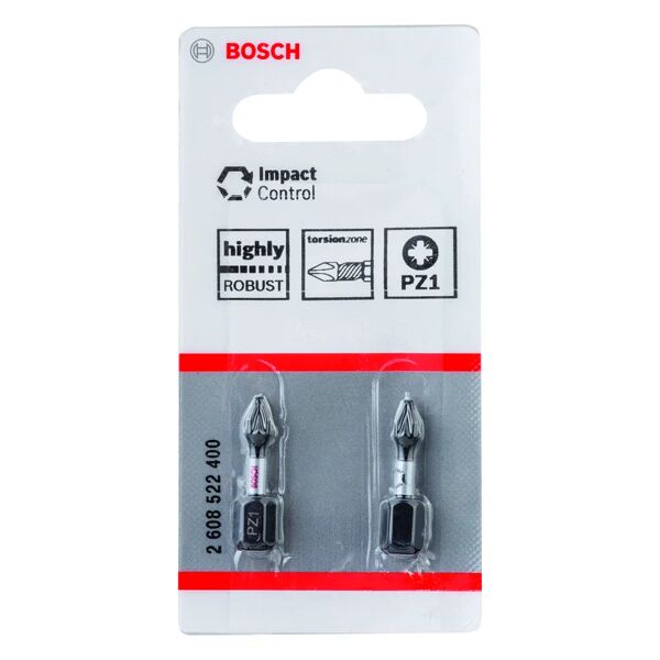 bosch inserto esagonale per trapanoavvitatore a impulsi  bit impact control pz1 25mm (2pz) 2 pezzi