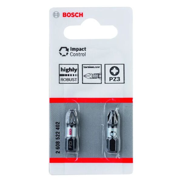 bosch inserto esagonale per avvitatore a impulsitrapano  bit impact control pz3 25mm (2pz) 2 pezzi