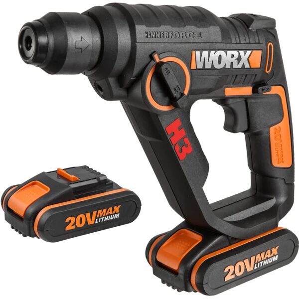 worx trapano, avvitatore, martello pneumatico 2 batterie 20v/2ah  wx390.1