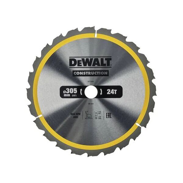 dewalt dt1958-qz lame per edilizia per macchine stazionarie - lama circolare 305x30mm 24 denti stazionaria