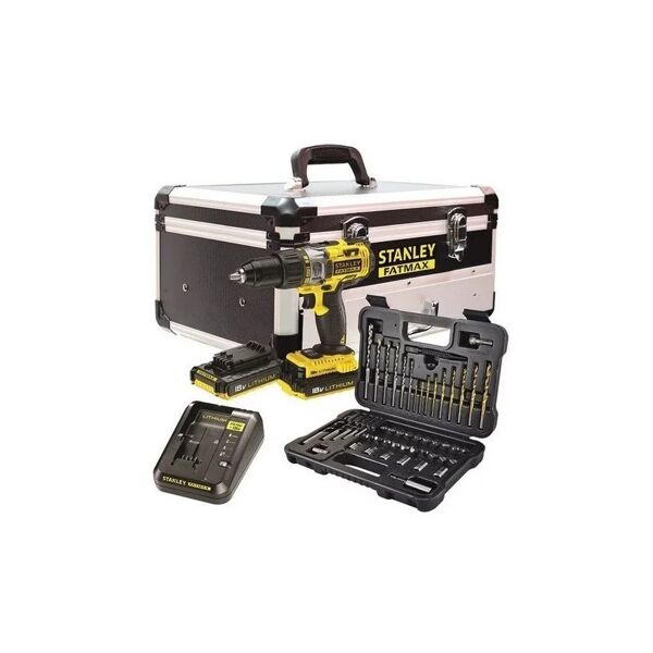 stanley fatmax - trapano a percussione 18v 2x2ah li-ion con scatola di accessori 50pcs - fmck625d2f-qw