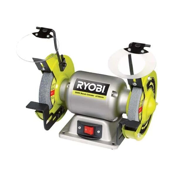 ryobi rbg6g1 - smerigliatrice da banco 250w con motore ad induzione, base in alluminio, 2 mole, 2 lenti protettive, 2 supporti -