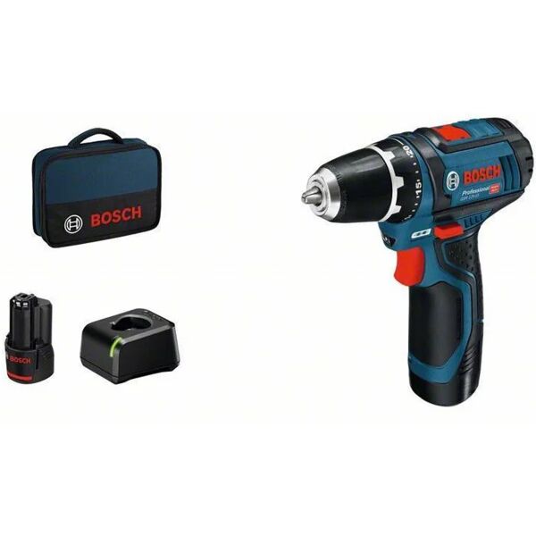 bosch drill batteria gsr 12v-15 con batteria da 2 x 2.0 ah